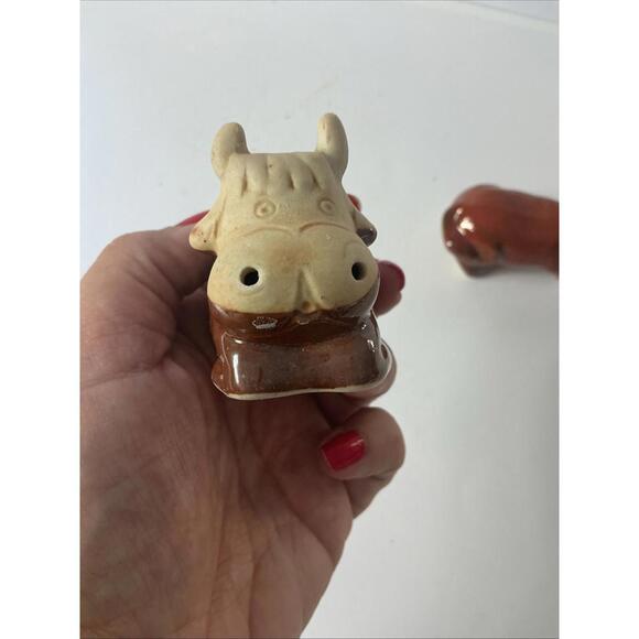 Vintage Enesco Japan Brown Glazed Cow Salt & Pepper Shaker Set RARE - Picture 9 of 15